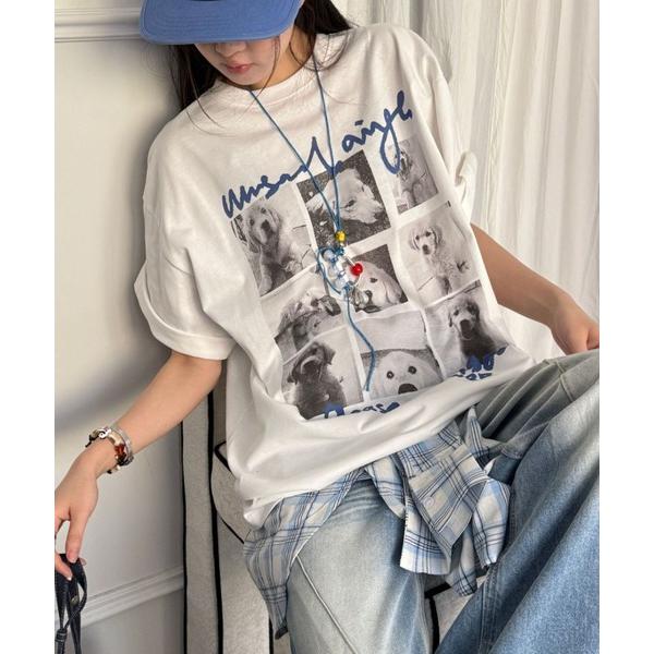 tシャツ dog graphic over tee レディース