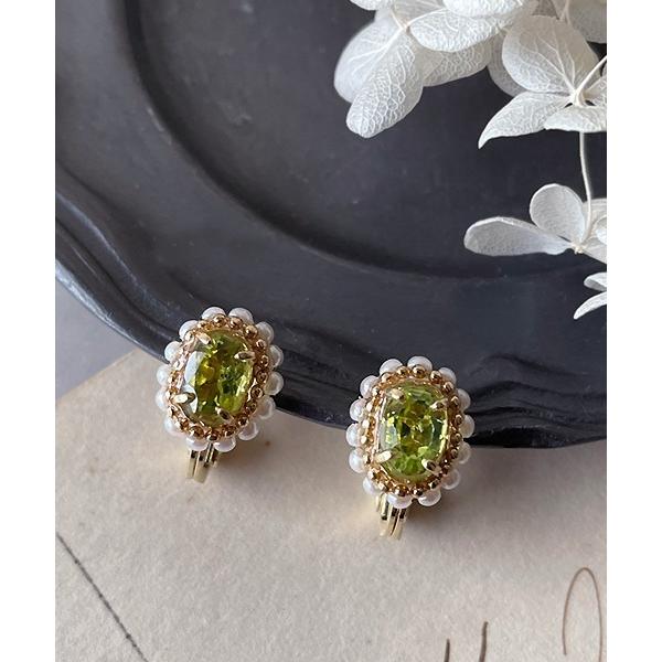 イヤリング 「mallelabrocante/マルラブロカント」8月誕生石/宝石質ペリドットとヴィン...