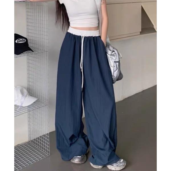 パンツ ウエストバイカラーナイロンパンツ レディース