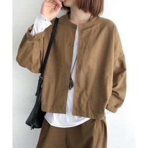 ブラウス シャツ ノーカラー　ジャケット レディース