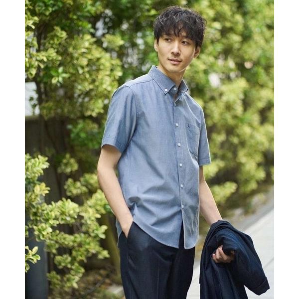 シャツ 「接触冷感/イージーケア」オックス　ワンポイント刺繍半袖シャツ「速乾/毛玉になりにくい」 メ...