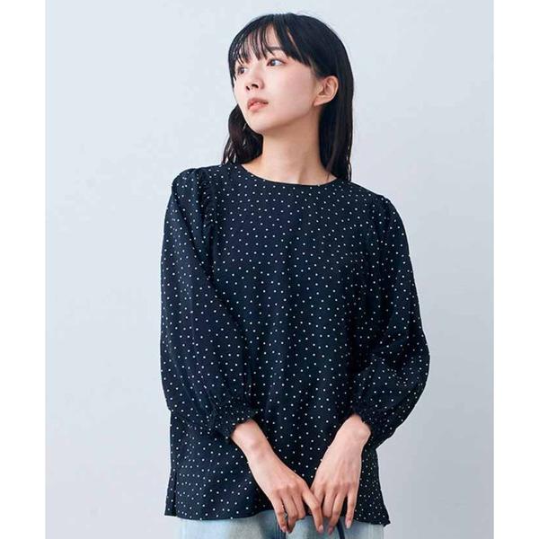 ブラウス シャツ リブ　イン　コンフォート　ネックギャザーで簡単に着られる！ボリューム袖ブラウス レ...