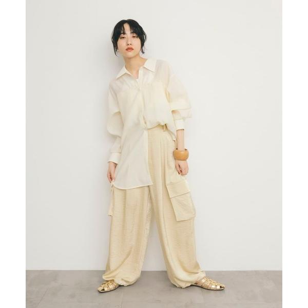 ブラウス シャツ シアーロングシャツ レディース