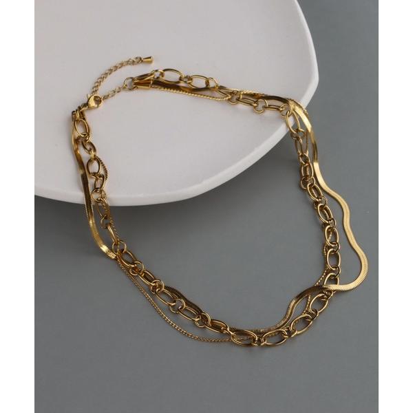 ネックレス 金属アレルギー対応  レイヤードウェーブチェーンネックレス レディース