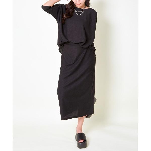 ワンピース 「リラクシー×美シルエット」レディース ドルマンセットアップ 上下セット 楽ちん着痩せ ...