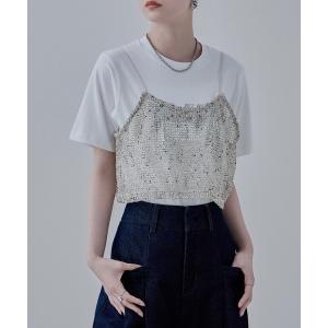 キャミソール ネップメッシュキャミビスチェ 夏服