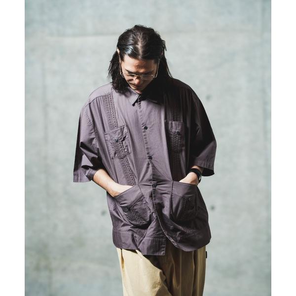 ブラウス シャツ ADAMPATEK/overdyed cuban shirt/製品染めキューバシャ...