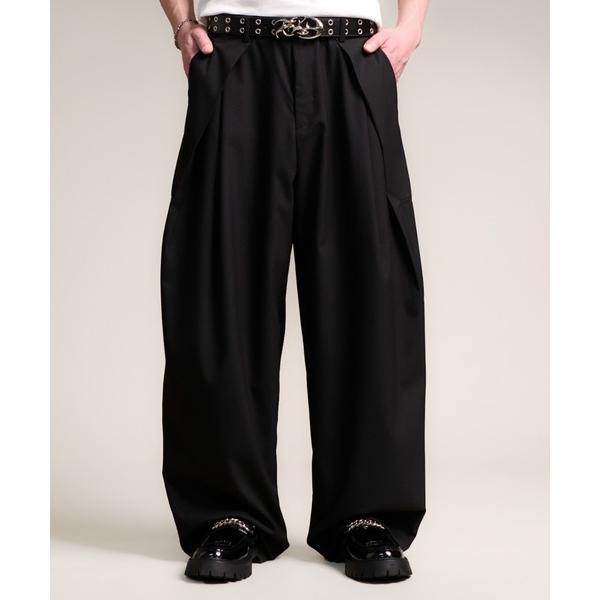 スラックス 4D56 デザイン タック ワイド カーブパンツ　スラックス　326PINO-2 メンズ...