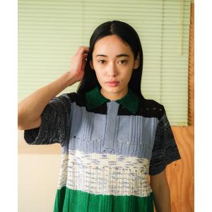 ポロシャツ ポロ 格子のニットポロシャツ レディース メンズ