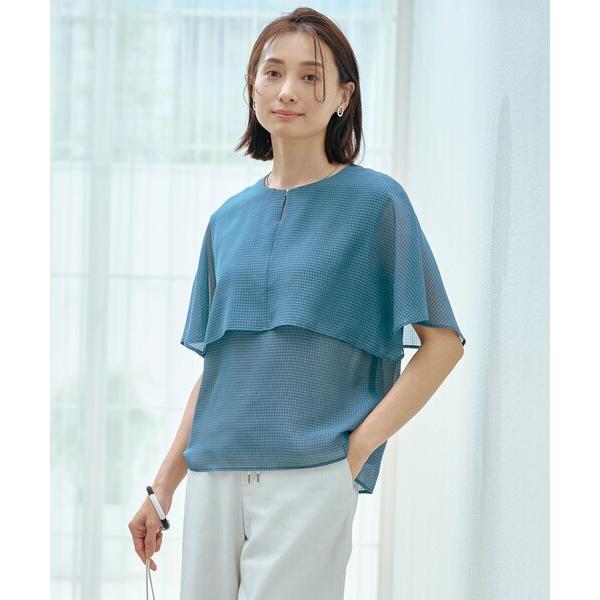 tシャツ 「洗える」シアーサッカーチェック カットソー レディース