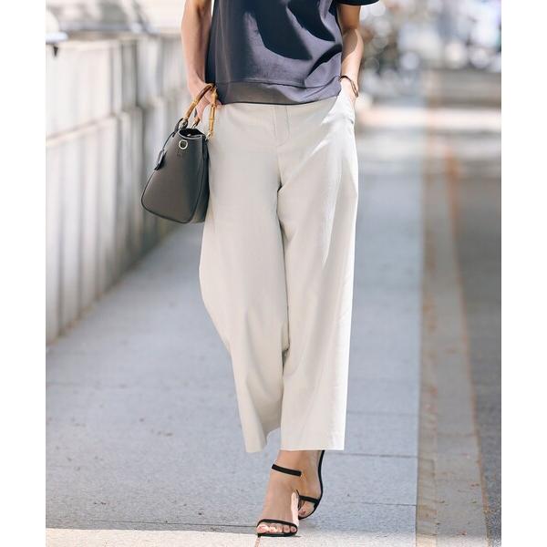 パンツ 「洗える」セルロースリネンストレッチ イージー パンツ レディース