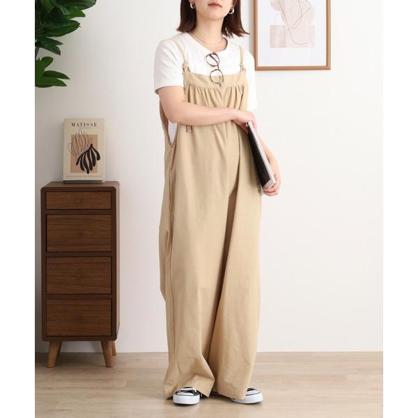 サロペット オーバーオール blue willow コットンリネン平織り サイドボタンサロペット レ...