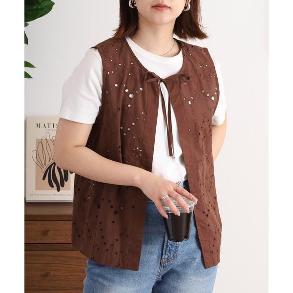 ベスト ジレ YARRA INDIAコットンオーバーレース2WAYベスト レディース