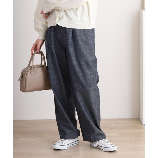 パンツ doux bleu ライトデニム タックパンツ レディース