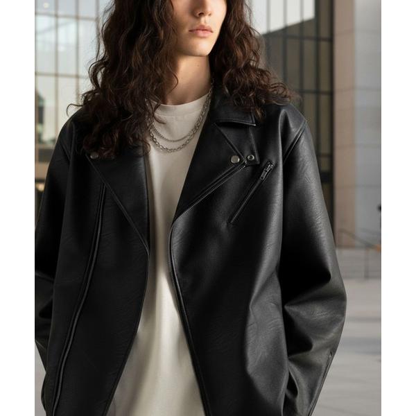 革ジャン ライダース 「JaVaジャバコラボ」こなれ感、爆上がり。フェイクレザーライダースジャケット...