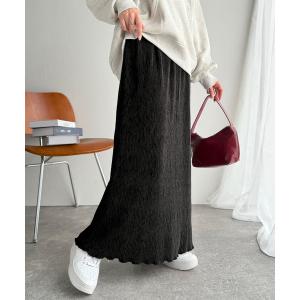 ロング スカート 微光沢素材が叶える大人の余裕。ウエスト2wayふんわり楊柳プリーツスカート（ロング丈）