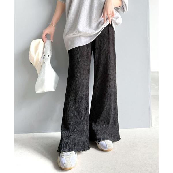 パンツ ラクして魅せるシルエット。ウエスト2way楊柳プリーツイージーパンツ レディース