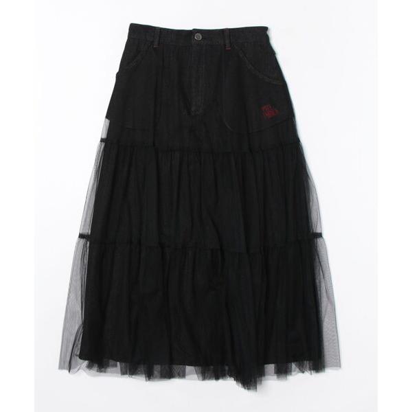 デニムスカート 「mite fabrica」ミーテファブリカ/チュール　ドッキング　デニムスカート