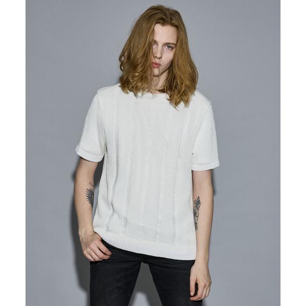 サマーニット セーター ニット 「25S/S」スレッド クルーネック 半袖ニット メンズ レディース