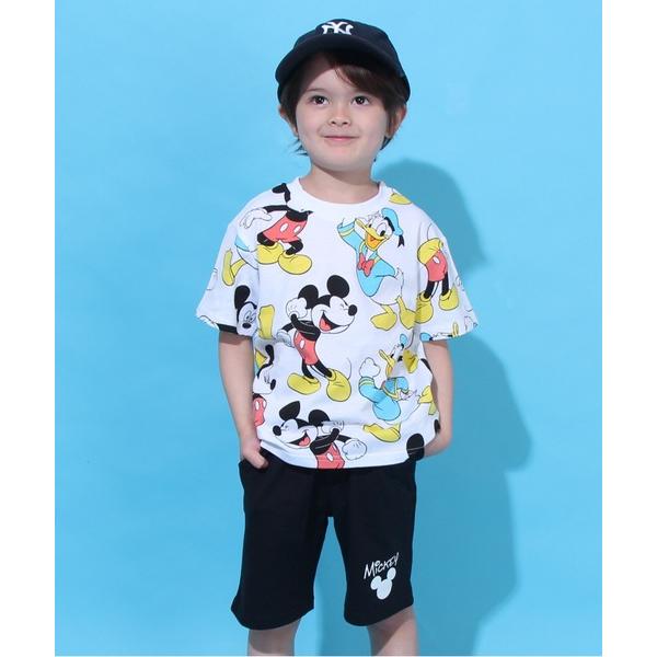 アンサンブル 「綿100％」 ディズニー 総柄Tシャツ×ハーフパンツセット 0482K キッズ 子供...