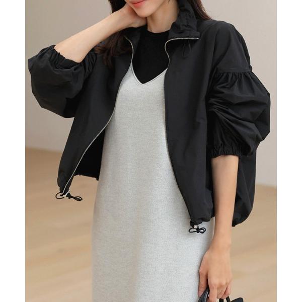 ブルゾン アウター ショート丈ギャザーブルゾン レディース レディース