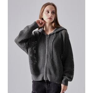 パーカー 「CLEL」Watermark Knitting Mesh Zip Parka/透かし編み メッシュジップパーカー メンズ レディース｜ZOZOTOWN Yahoo!店