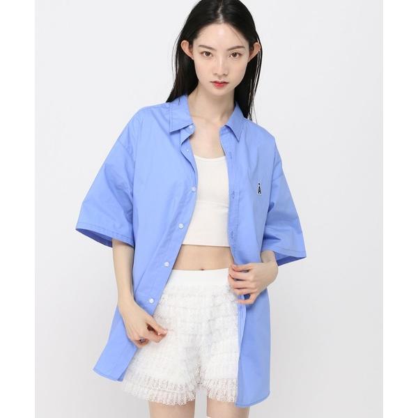 ブラウス シャツ 「UNISEX」ALAND／Ａロゴ無地半袖シャツ レディース メンズ