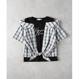 mezzo piano メゾピアノ(mezzo piano)セーラー短丈プルオーバー＆長袖T