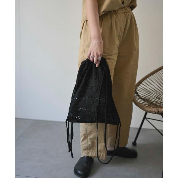 デイバック リュック 鍵あみニットナップサック レディース