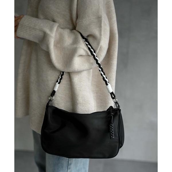 ショルダーバッグ バッグ 編みこみハンドスクエアバッグ レディース