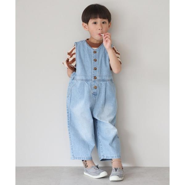 オールインワン 「3-10才対応」「Better Together」フロントボタンデニムオールインワ...