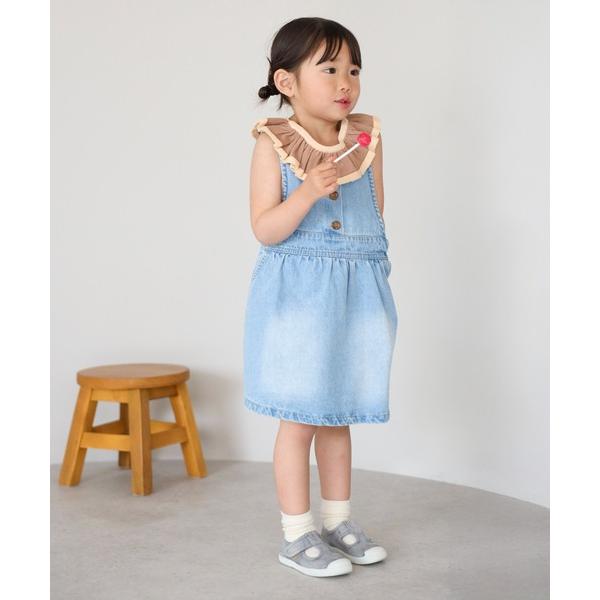 ジャンパースカート 「3-10才対応」「Better Together」フロントボタンデニムジャンパ...