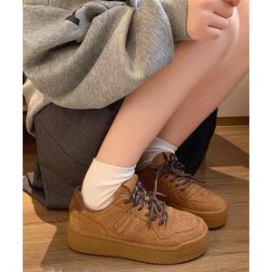 スニーカー 「CANVAS+」ダブルカラーシューレース厚底スニーカー レディース