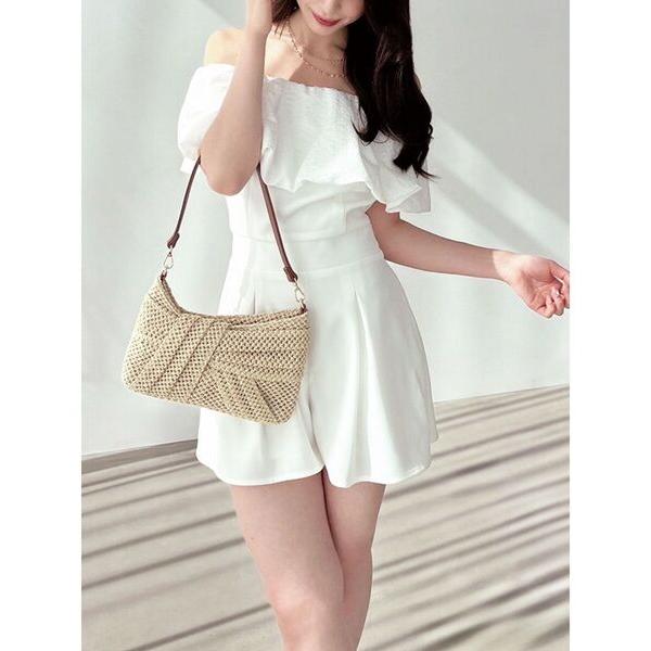 オールインワン バルーンオフショルショートコンビネゾン レディース