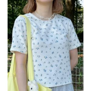 tシャツ ちょこび - 花柄ワッフルT made in INTER FACTORY レディース
