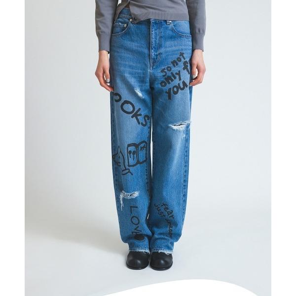 パンツ love books denim trousers レディース