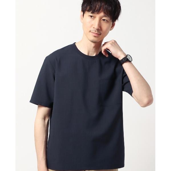 tシャツ 半袖Tシャツ ウォッシャブル ウールライクポリエステル 無地 メンズ