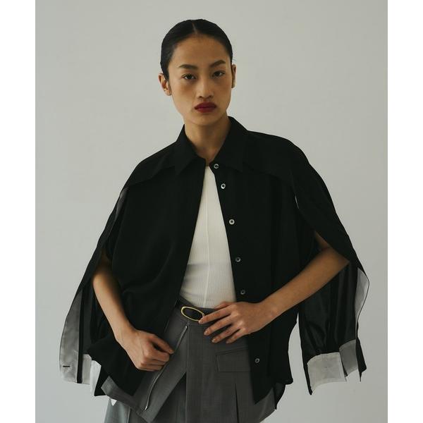 ブラウス シャツ 「残りわずか！」Cape Detail Sheer Over Shirt｜ウォッシ...