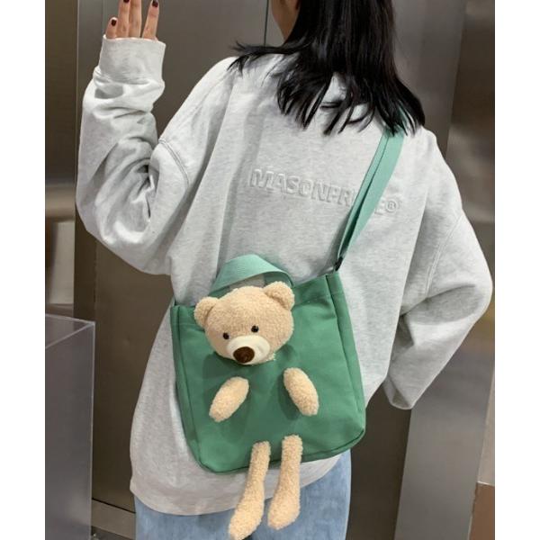 トートバッグ くまさんぬいぐるみ付き2WAYショルダーミニトートバッグ レディース