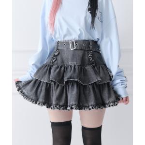 Hauls スカート ハウスダストコラボ レースアップフリルミニスカート