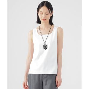 tシャツ 「ウォッシャブル」ストレッチサテンコンビタンクトップ レディース