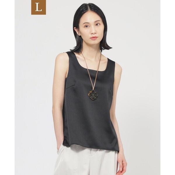 タンクトップ ノースリーブ 「L」「ウォッシャブル」ストレッチサテンコンビタンクトップ レディース