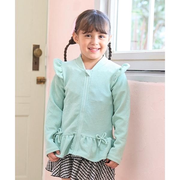 ラッシュガード 「SWIM」「UV加工」裾フリルフリルジップラッシュガード キッズ 子供 女の子