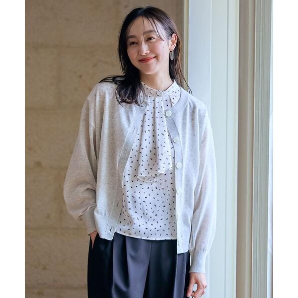 カーディガン 「洗濯機可/アンチピリング/接触冷感」シアークルーネックカーディガン レディース