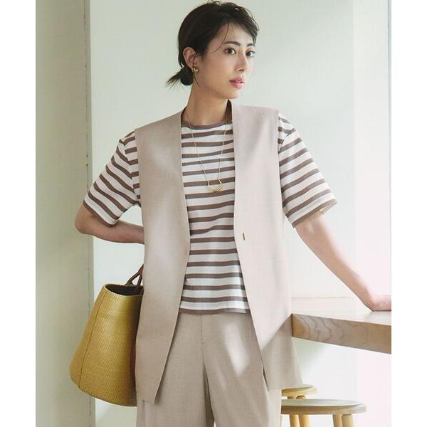 コート アウター 「洗える」トリアセスラブストレッチ ジレ レディース