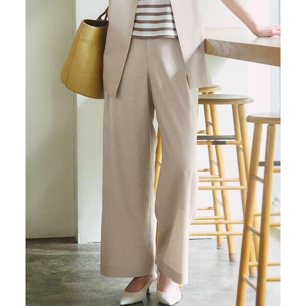パンツ 「洗える」トリアセスラブストレッチ ワイド パンツ レディース