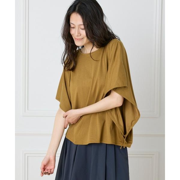 tシャツ テンセルコットン ドローストリングスリーブカットソー レディース