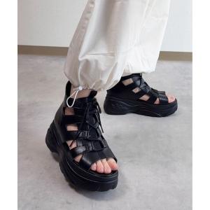 サンダル lus. 厚底レースアップブーツサンダル レディース