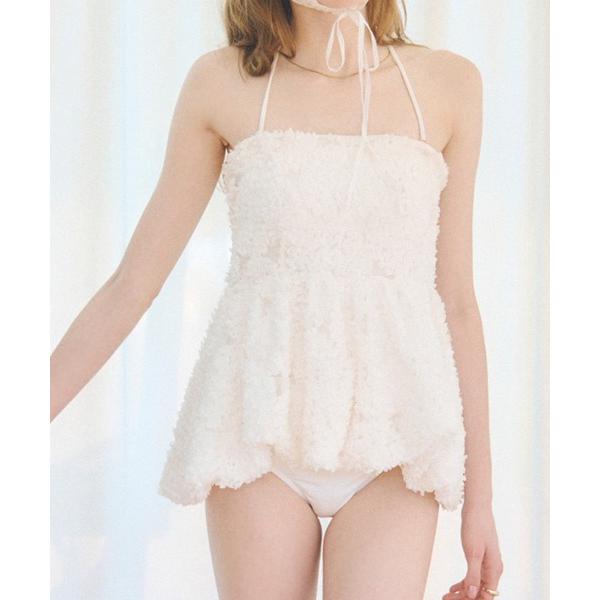 水着 フラワーモチーフバルーンワンピース レディース