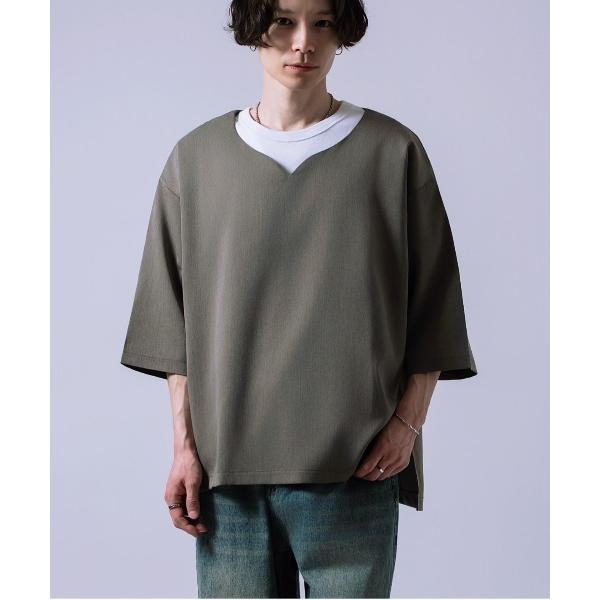 tシャツ キーネック 半袖Tシャツ メンズ レディース